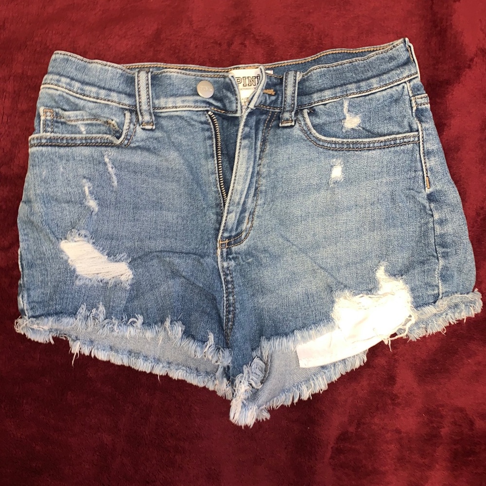 PINK distressed high waisted short shorts